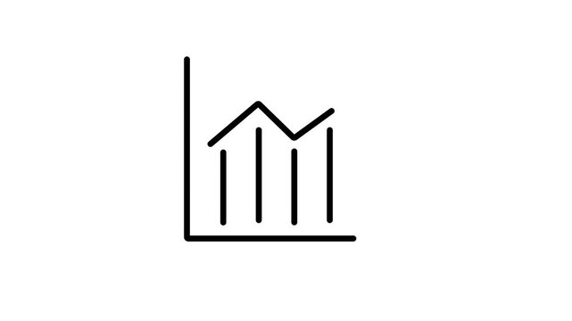 Business growth animation icon with charts showing progress and success on a clean white background.