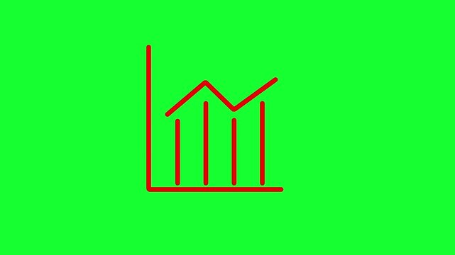Business growth animation icon with charts showing progress and success on a clean white background.