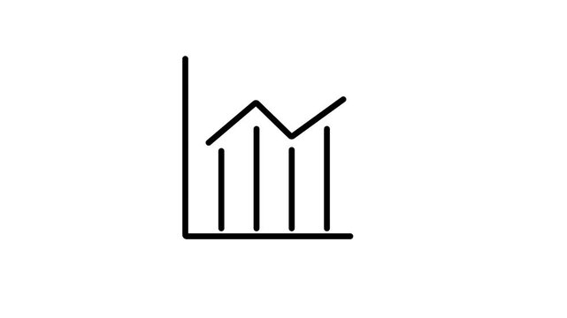Business growth animation icon with charts showing progress and success on a clean white background.