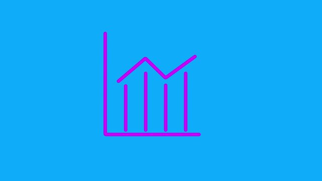 Business growth animation icon with charts showing progress and success on a clean white background.