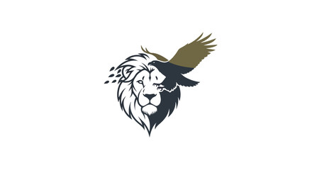 Fototapeta premium Lion and Eagle Composite Logo, Symbol of Power, Freedom, and Vision