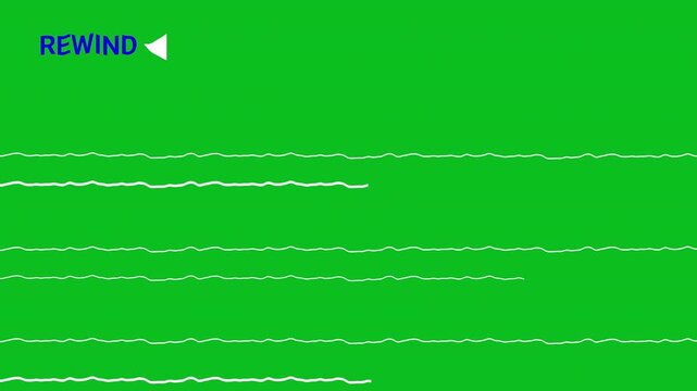 Retro VHS rewind animation on green screen background.horizontal, video 4K