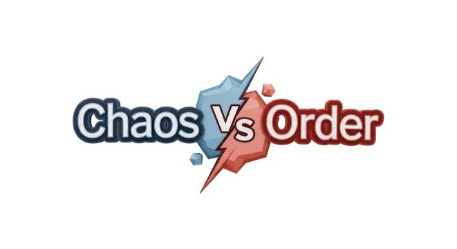 Chaos versus Order concept logo.