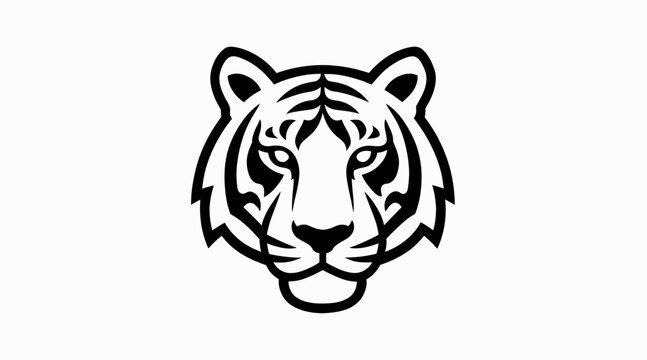 black and white tiger head illustration