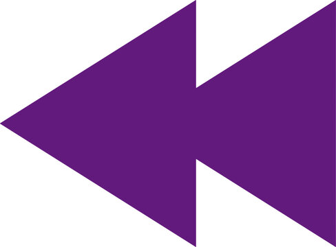 Purple rewind button icon on a white background, symbolizing a backward movement or previous action