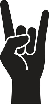 Rock On Hand Gesture Symbol, Heavy Metal Hand Sign Illustration, Devil Horns Gesture Vector Graphic