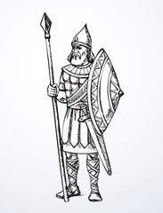 Fototapeta premium Vector drawing. Strong ancient warrior