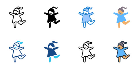 Fototapeta premium Dance play icons set multiple style collection. Editable stroke 