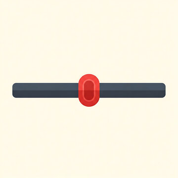 A flat vector illustration of a horizontal slider bar with a dark gray track and a red knob centered on a light background.