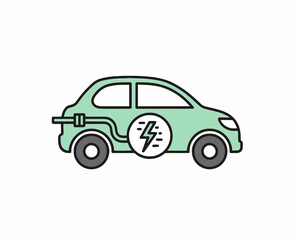 Naklejka premium Electric Car Icon with Battery Symbol.