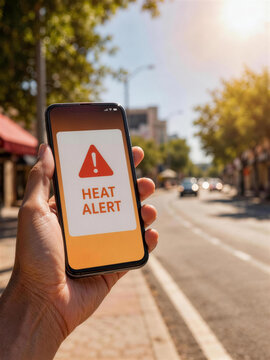Mobile Phone Heat Alert Warning During Urban Summer Heat Wave