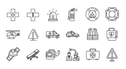 Fototapeta premium Emergency Medical Service Icons Set.