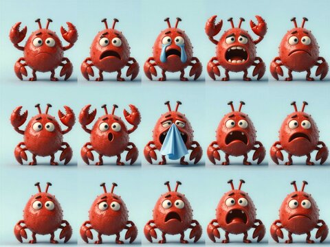 Crimson Microbe Fifteen Pose Expression Sheet