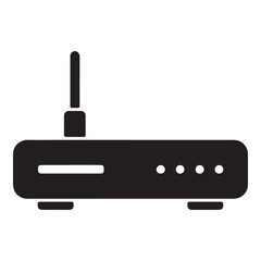 Fototapeta premium Modern router silhouette connecting wireless signals with antenna