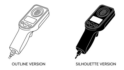 Device Outline and Silhouette: A clear illustration presents two views of a handheld device, one as a clean outline and the other as a solid silhouette. © mojahedh