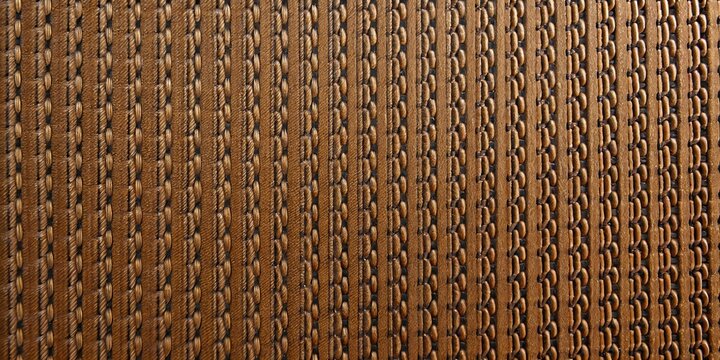 Brown woven raffia wallpaper texture background with vertical geometric lines