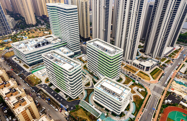 Tongji Hospital Modern Medical Complex Aerial View, Wuhan China © LeVan