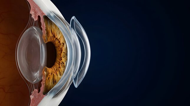 Medical diagram of the human eye anatomy showing internal structures