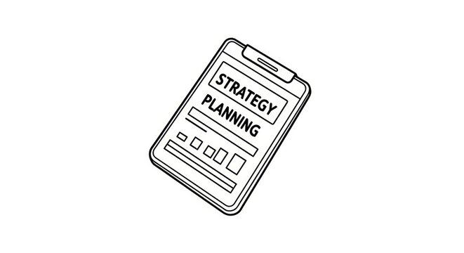 Business strategy planning on clipboard.