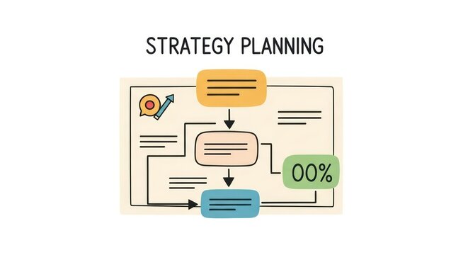Business strategy planning flowchart diagram.