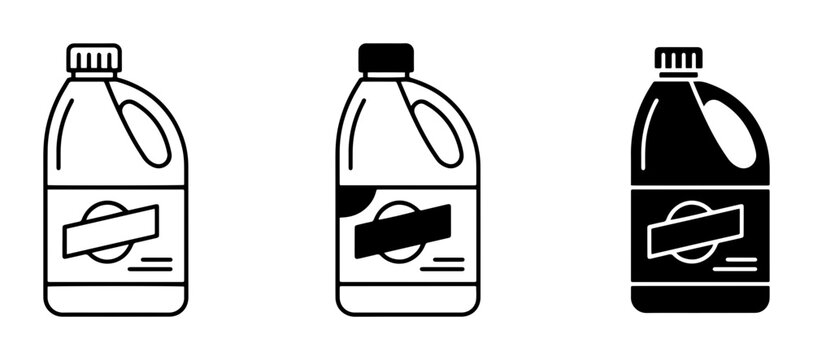 Household Cleaning Product Bottles, Liquid Detergent Containers, Chemical Jug Icons