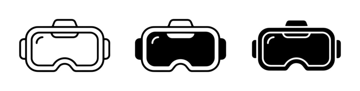Virtual Reality Headset Icons, VR Goggles Set, Immersive Technology Graphics