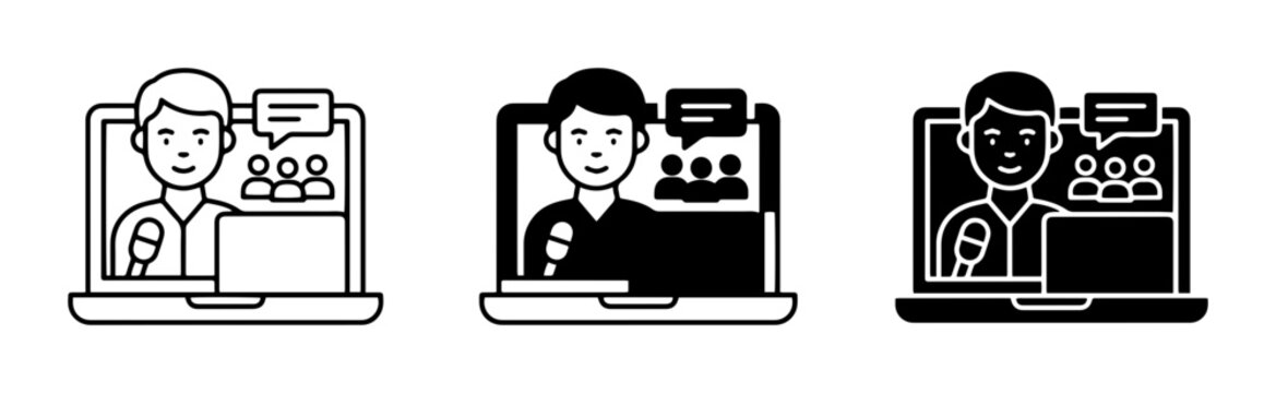 Video Conference Icons: Doctor Consultation, Team Meeting, Online Education, Remote Communication