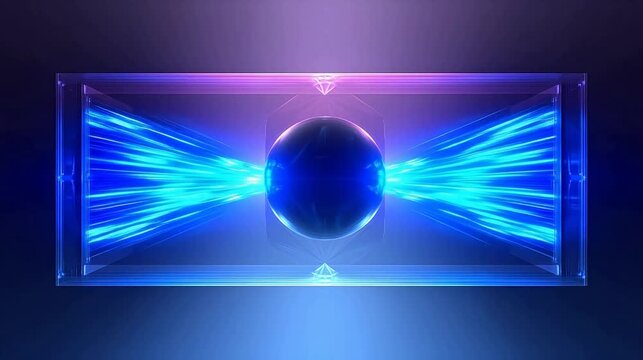 Glowing central sphere with light beams