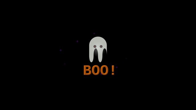 Halloween BOO ghost text animation with transparent background