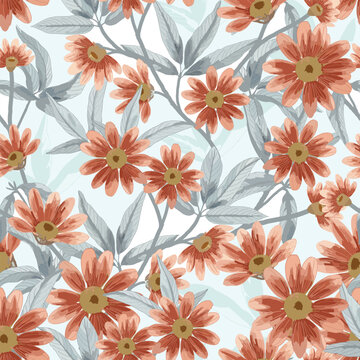 Vintage style autumn garden flower seamless pattern