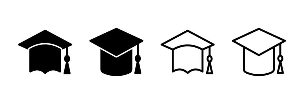 Education icon symbol for apps and websites. Graduation cap sign and symbol. Graduate. Students cap