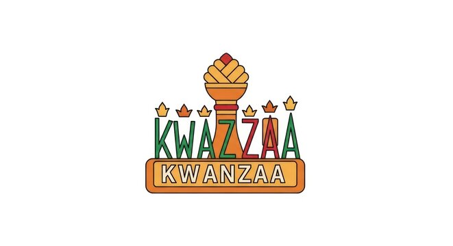 Kwanzaa logo with colorful kinara candles.