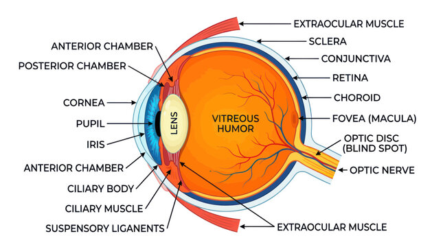 Human Eye Anatomy Detailed Diagram.