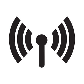 Wireless signal icon black silhouette on a white background for communication technology