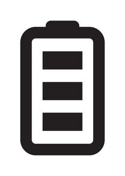 Battery icon with three charge bars flat vector illustration on a white background