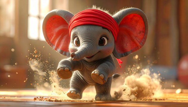 Kung Fu Elephant Calf Stomp Kick in 3D Animation Martial Arts Scene
