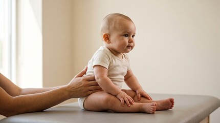 Fototapeta premium Sitting Balance Assessment in Infant Developmental Screening