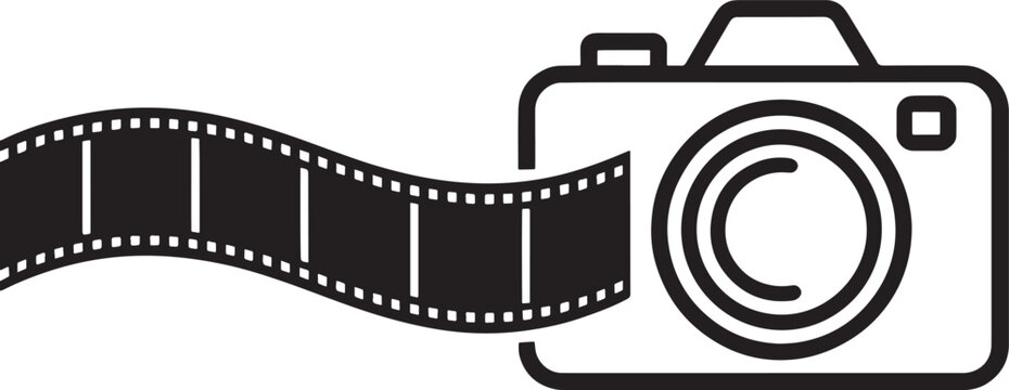 camera film strip icon, photography symbol, roll of camera film