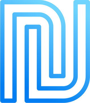 Shekel currency israel icon with blue gradient stroke outline for shekel currency israel money finance payment symbol ils economy coin on transparent background