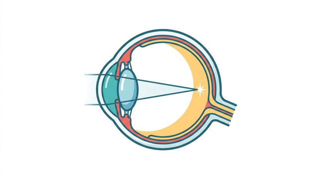 Detailed illustration of the human eye anatomy and optical path.
