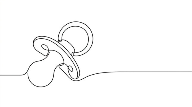 Minimalist continuous one line art baby pacifier vector illustration nursery dummy soother icon