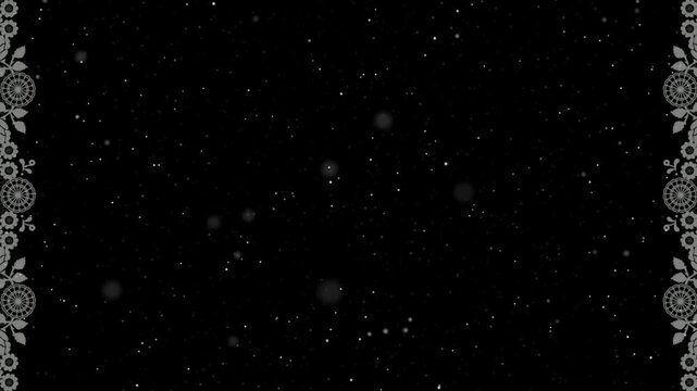 Mandala patterns form delicate side borders on a dark starry background.