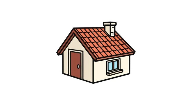 Small house with red roof tile.