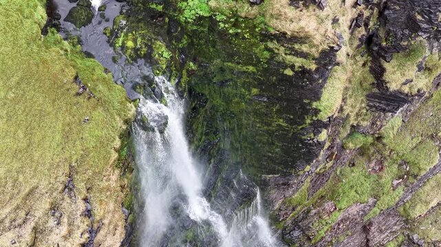 Waterfall running upwards - The Devils Chimney near Glencar Lough, Ireland