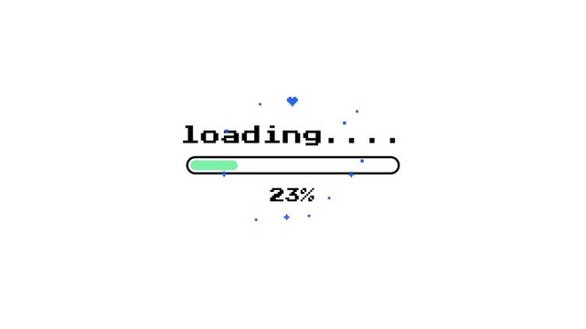 8 Bit Loading Screen with Progress Bar Animation