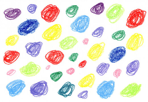 Colorful abstract crayon scribble pattern on white background