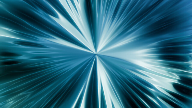 Abstract blue flowing light pattern with digital 3d starburst motion
