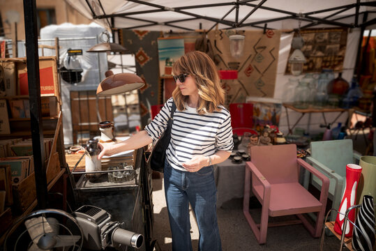Portrait of stylish mature woman at outdoor market