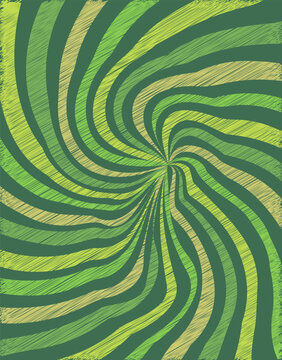 Abstract Green Sunburst Background With Hand Drawn Scribble Texture