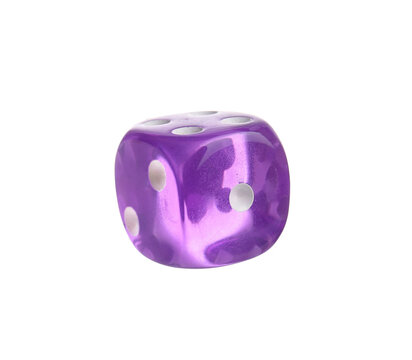 Purple dice on white background